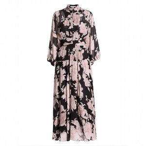 Derek Lam 10 Crosby Jolie Floral Midi Dress NWT Black Pink Sz 0 MSRP $650